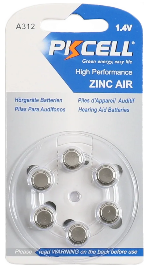 Hearing Aid Batteries 312 (Brown) (Pack of 6)