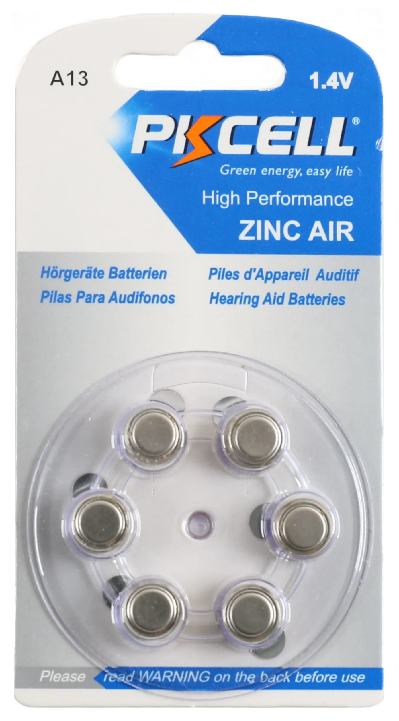 Hearing Aid Batteries 13 (Orange) PKCELL ZA13