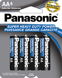 Panasonic AA Super Heavy Duty Batteries For Low-Drain Devices (4-Pack)