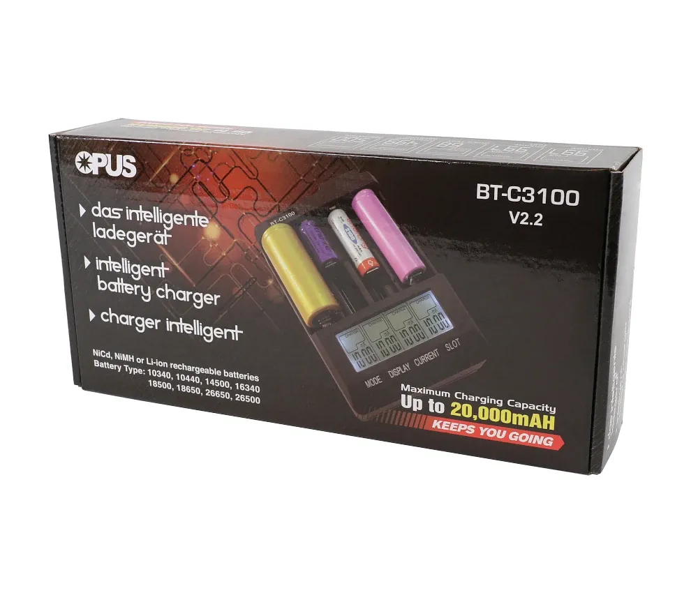 OPUS Lithium Charger BT-C3100 v2.2 18650 Li-ion NiMH NiCd