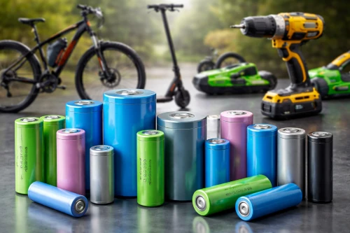 An array of lithium-ion batteries